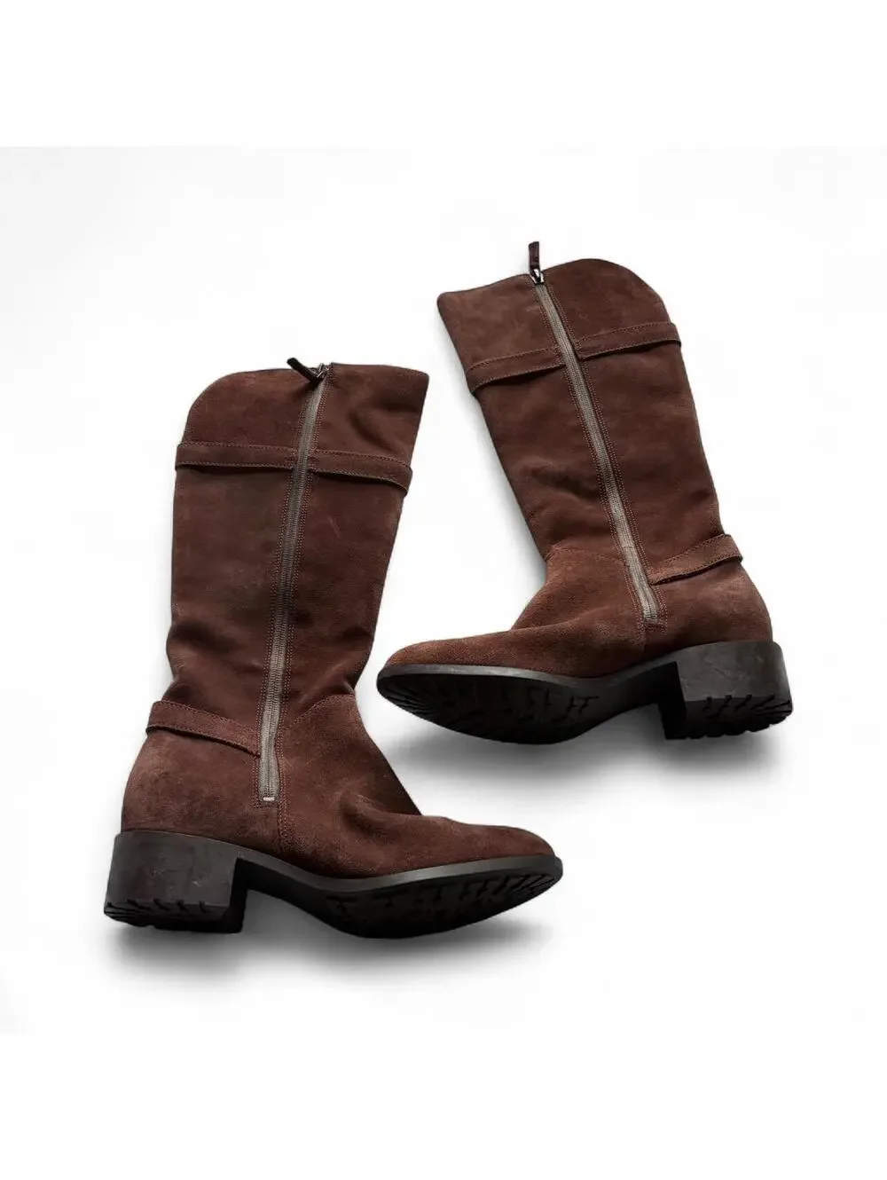 Cole Haan Brown Gold Buckle Leather Riding Boots Size 8